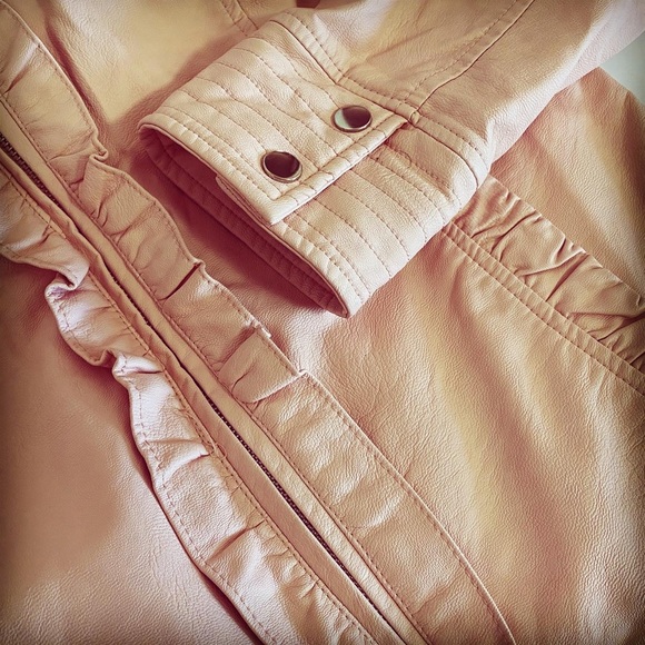 Faux Pink Leather Spring Jacket - Picture 1 of 8